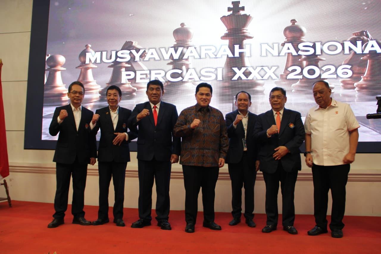 Menteri Eric Thohir Buka Munas Percasi, Gubernur Yulius Komitmen Majukan Catur Sulut Go Internasional