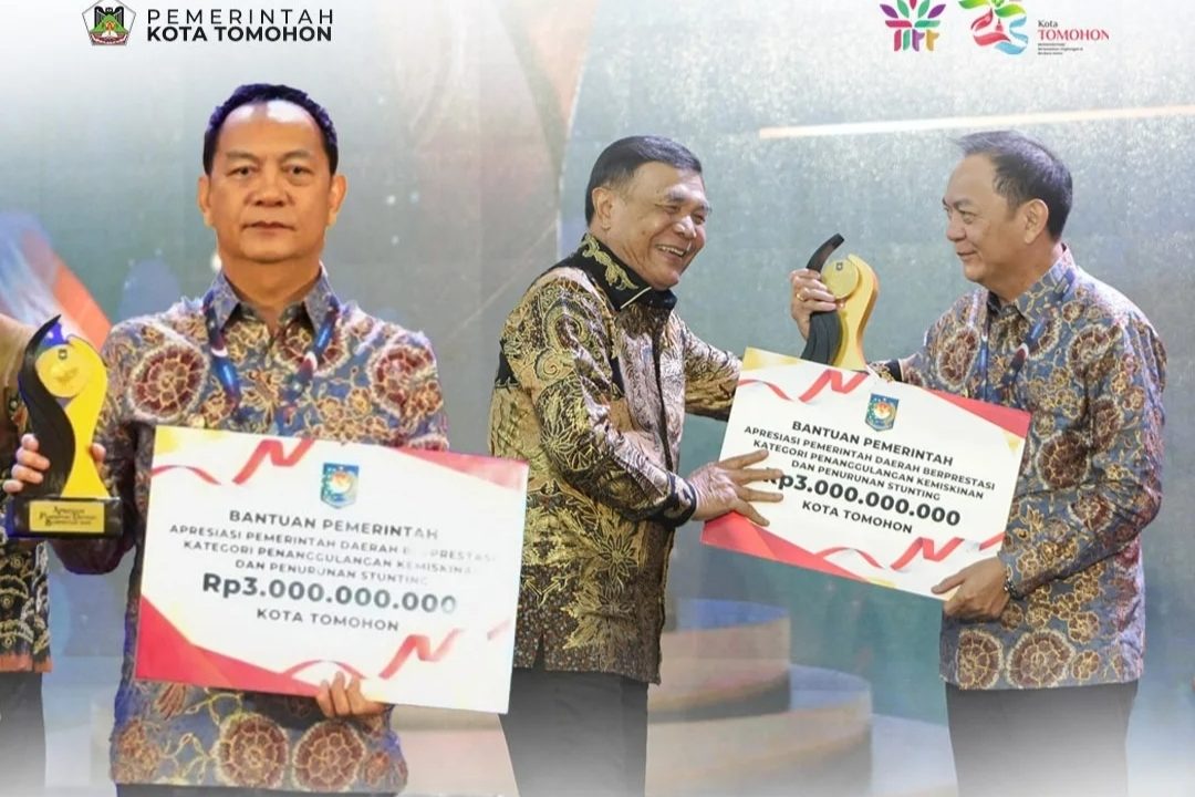 Tomohon Raih Kota Terbaik 1 Penanggulangan Kemiskinan dan Stunting di Sulawesi