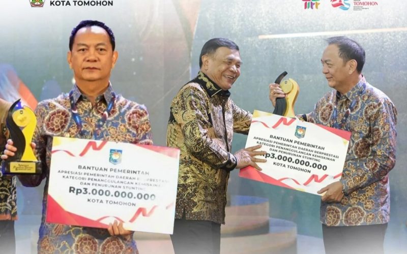 Tomohon Raih Kota Terbaik 1 Penanggulangan Kemiskinan dan Stunting di Sulawesi